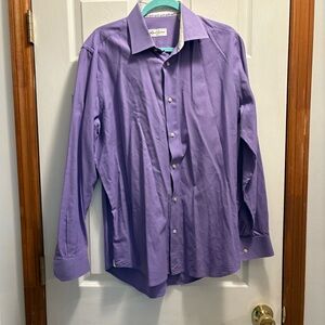 Robert Graham Purple Button Down Shirt Long Sleeve Designer Size 42 Neck 16.5